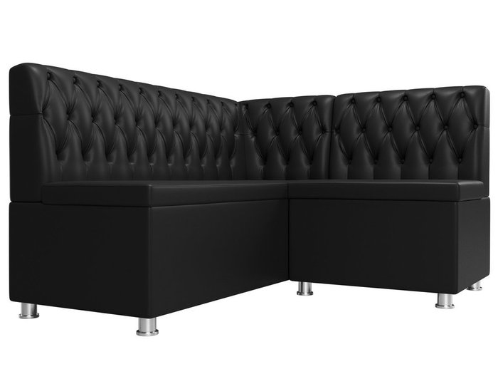 Кухонный угловой диван Мирта черного цвета (экокожа) правый угол - лучшие Угловые диваны в INMYROOM
