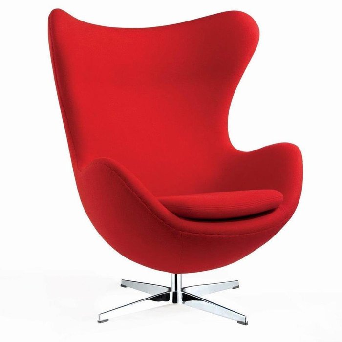 Кресло Egg Chair красного цвета   - купить Интерьерные кресла по цене 70550.0