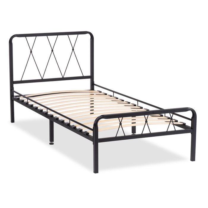 Кровать с основанием Иоханна 90х200 черного цвета  - купить Кровати для спальни по цене 13500.0