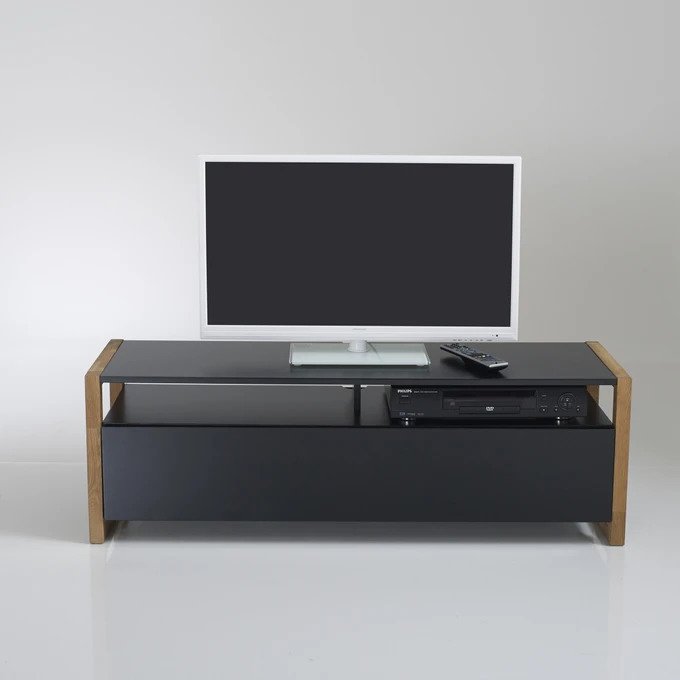 ТВ-тумба Compo черного цвета с откидной крышкой - купить Мебель для ТВ и медиа по цене 17953.0