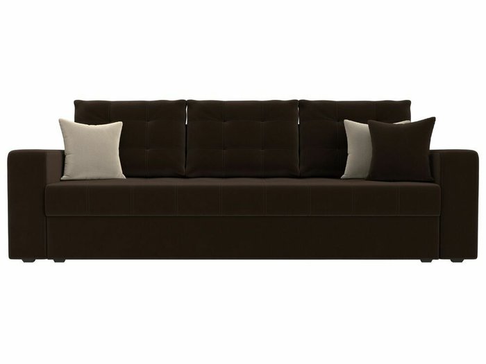 Прямой диван-кровать Ливерпуль темно-коричневого цвета - купить Прямые диваны по цене 36999.0