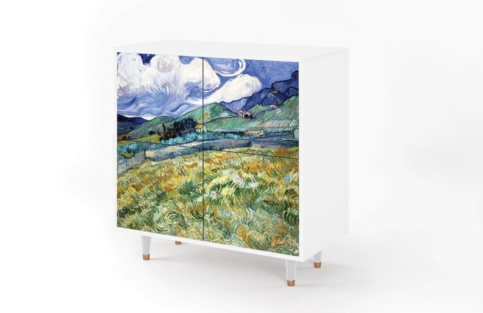 Тумба BS3 Landscape from Saint-Rеmy by Vincent van Gogh с корпусом белого цвета  - купить Тумбы для хранения по цене 33990.0