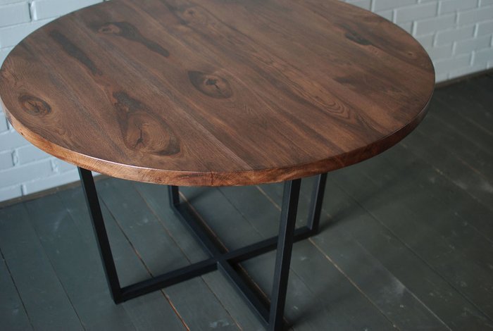 Обеденный стол Oak Slab черно-коричневого цвета - купить Обеденные столы по цене 62300.0