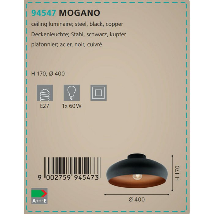 Потолочный светильник Eglo Mogano 94547 - лучшие Потолочные светильники в INMYROOM