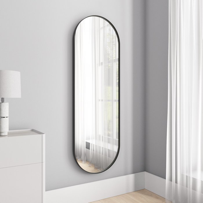Дизайнерское настенное зеркало Nolvis L в тонкой металлической раме черного цвета - купить Настенные зеркала по цене 22900.0