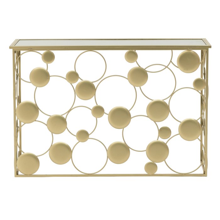Консоль золотого цвета со стеклянной столешницей  - купить Консоли по цене 42700.0