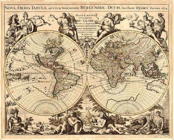 Картина (репродукция, постер): Карта старинная 1694г 