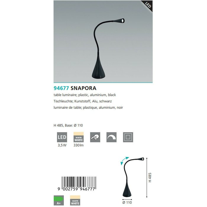 Настольная лампа Eglo Snapora  - купить Рабочие лампы по цене 9990.0