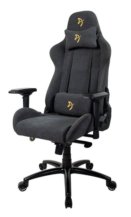 Компьютерное кресло Arozzi Verona Signature Soft Fabric Gold Logo темно-серого цвета