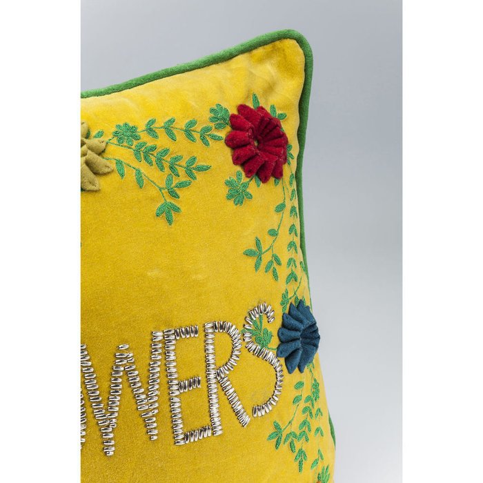 Подушка Flowers желтого цвета - купить Декоративные подушки по цене 15210.0