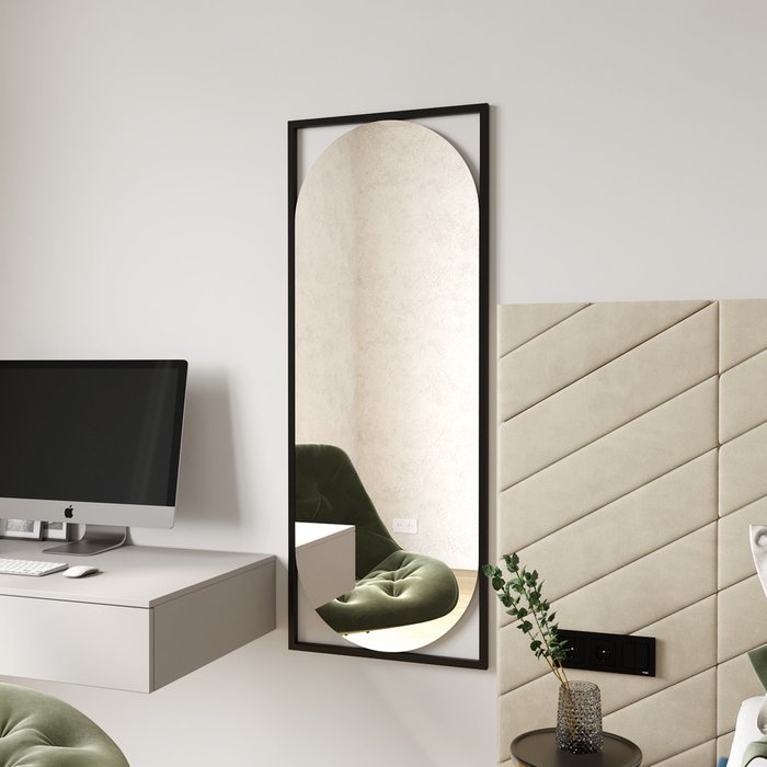 Дизайнерское настенное зеркало Kvaden M в металлической раме черного цвета - купить Настенные зеркала по цене 12900.0
