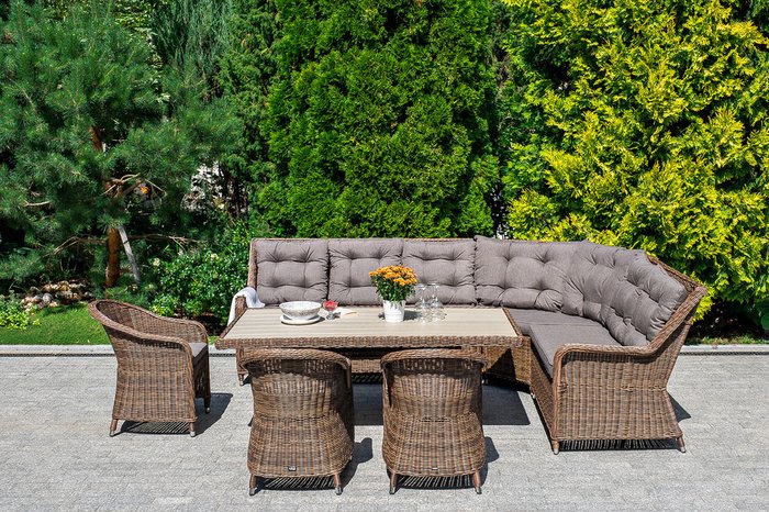 Модуль дивана Бергамо коричневого цвета правый - лучшие Садовые диваны в INMYROOM