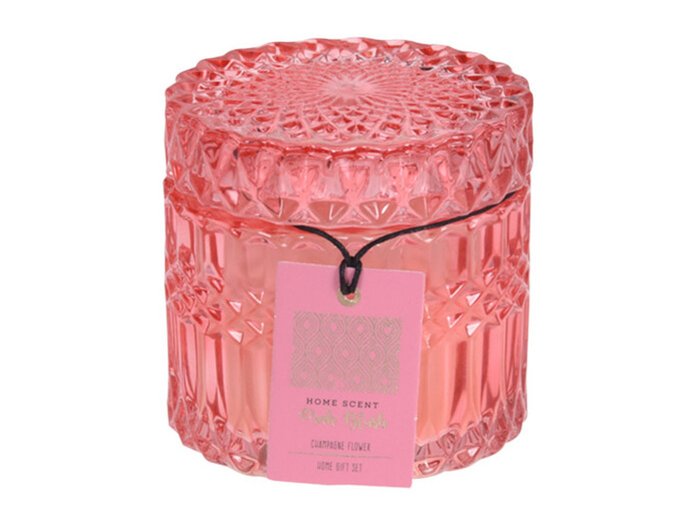 Свеча Pink Blush в стеклянной банке розового цвета