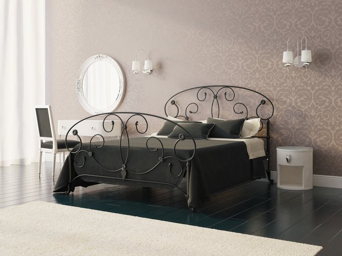 Кровать Арина 140х200 черно-глянцевого цвета - купить Кровати для спальни по цене 78255.0