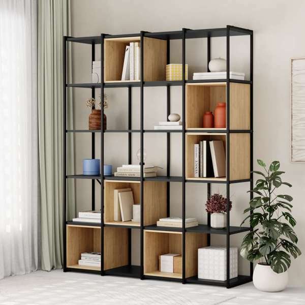 Стеллаж Vale Maxi Bookcase бежево-черного цвета - лучшие Стеллажи в INMYROOM Стеллаж Vale Maxi Bookcase бежево-черного цвета - лучшие Стеллажи в INMYROOM