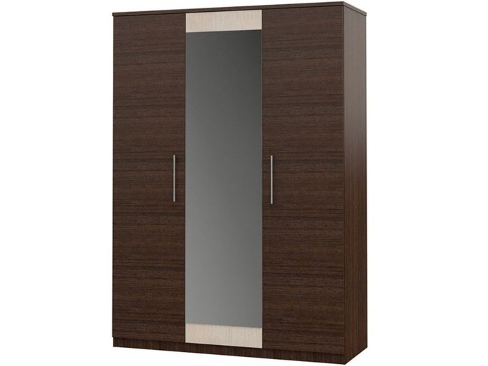 Шкаф с зеркалом Аврора темно-коричневого цвета - купить Шкафы распашные по цене 31660.0
