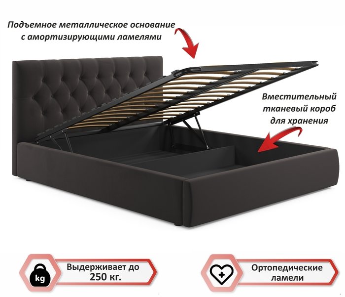 Кровать Verona 160х200 с подъемным механизмом коричневого цвета - купить Кровати для спальни по цене 27500.0