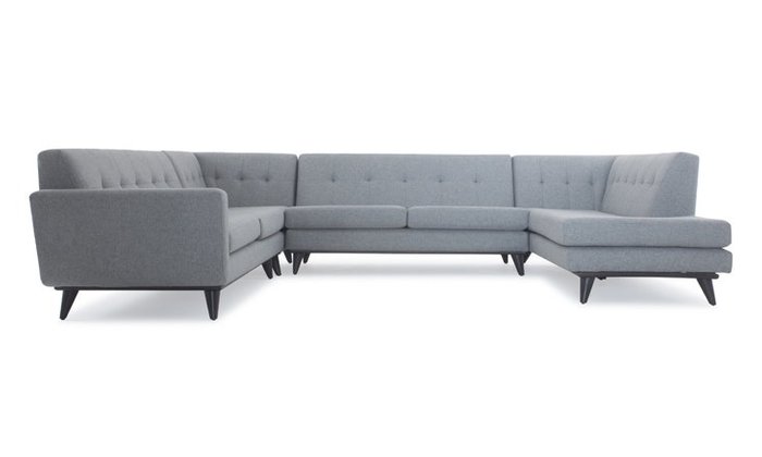 Модульный п-образный диван серого цвета