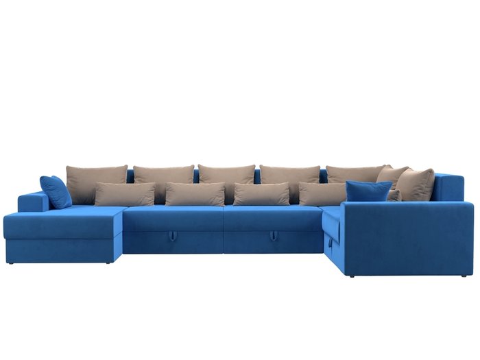 Угловой диван-кровать Мэдисон бежево-голубого цвета - купить Угловые диваны по цене 93300.0