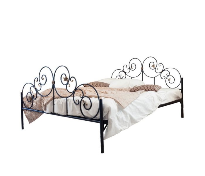 Кованая кровать Афина 180х200 черного цвета