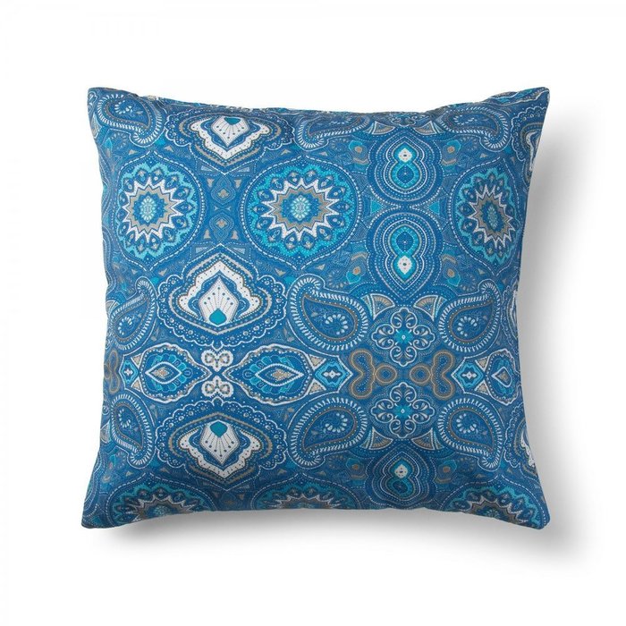 Чехол на подушку Bleu синего цвета с принтом 45x45 