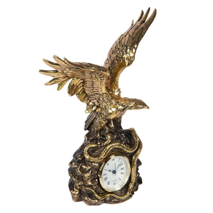 Часы настольные Орел на скале бронзового цвета