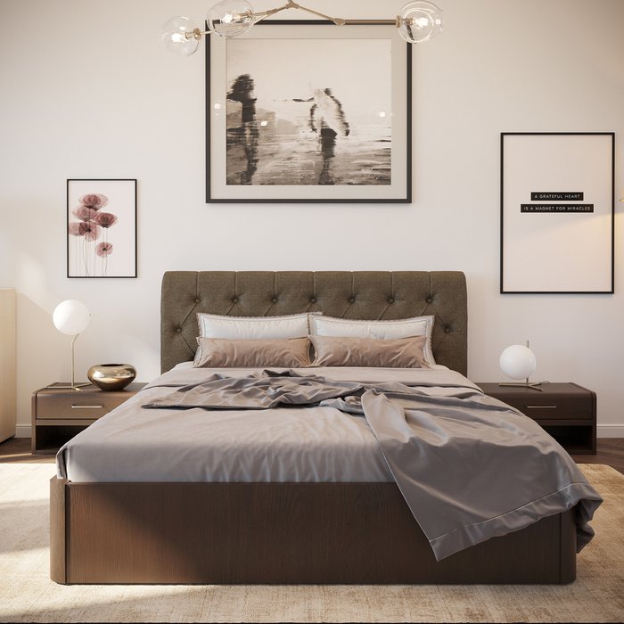 Кровать Сиена 140х200 с серым изголовьем и подъемным механизмом - купить Кровати для спальни по цене 40289.0