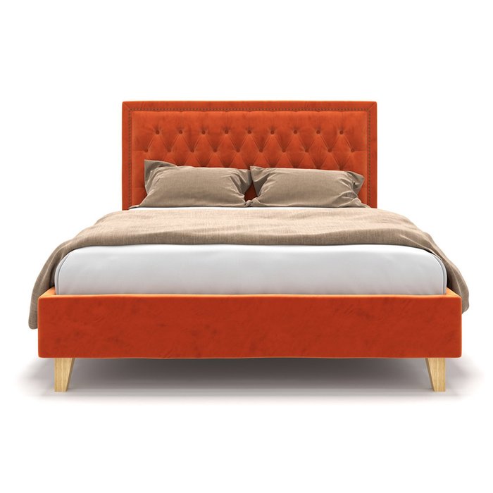 Кровать Celine оранжевого цвета на ножках 180х200 - купить Кровати для спальни по цене 74900.0