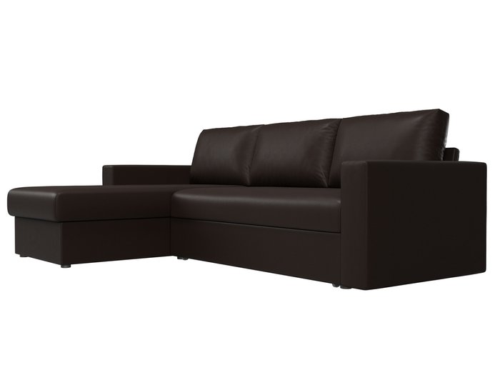 Угловой диван-кровать Траумберг L коричневого цвета левый угол (экокожа) - лучшие Угловые диваны в INMYROOM