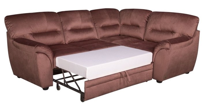 Угловой диван-кровать Атлантик с тумбой Tudor Dimrose коричневого цвета - лучшие Угловые диваны в INMYROOM