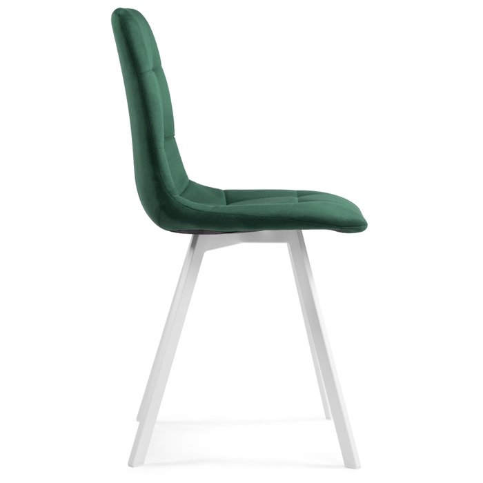 Стул Чилли темно-зеленого цвета с белыми ножками - лучшие Обеденные стулья в INMYROOM