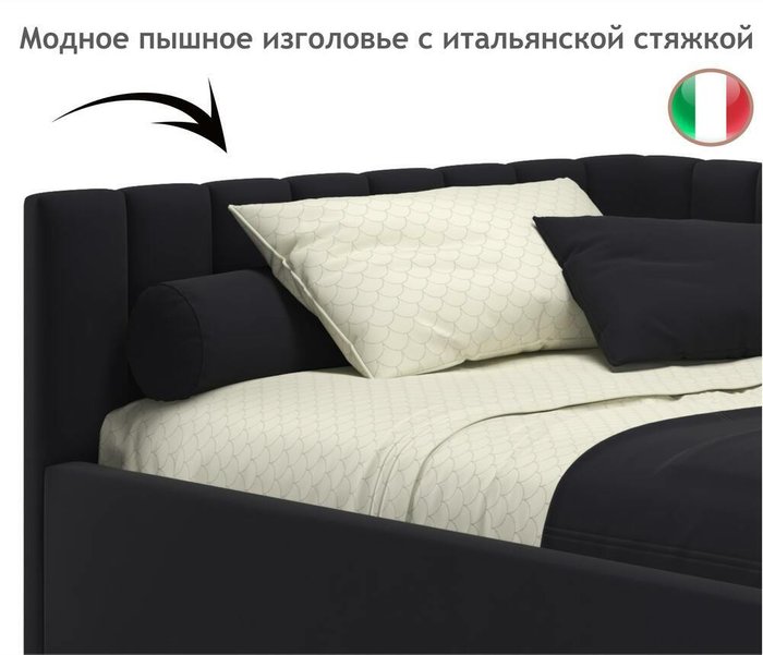 Кровать Milena 120х200 черного цвета без подъемного механизма - лучшие Кровати для спальни в INMYROOM