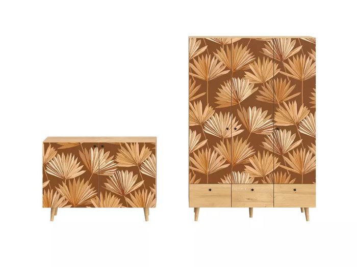 Композиция Frida 10 с принтом Palm на деревянных ножках  - купить Гостиные гарнитуры по цене 113700.0