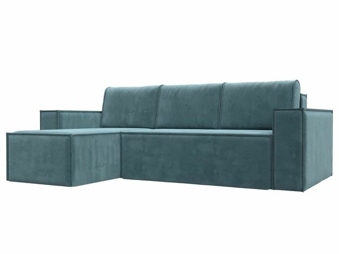 Угловой диван-кровать Куба бирюзового цвета левый угол