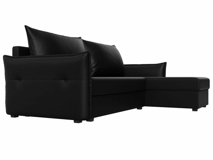 Угловой диван-кровать Лига 004 черного цвета угол правый (экокожа) - лучшие Угловые диваны в INMYROOM