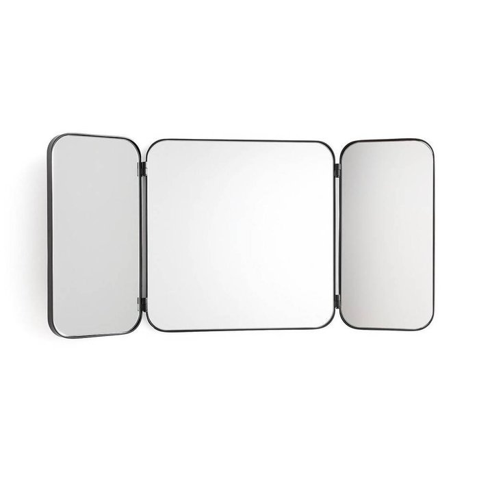 Зеркало-триптих настенное из металла Iodus черного цвета - купить Настенные зеркала по цене 25409.0