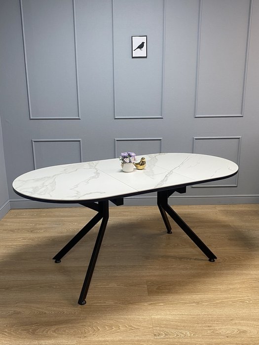 Раздвижной обеденный стол DO1300 белого цвета - лучшие Обеденные столы в INMYROOM