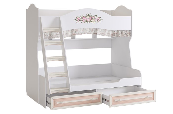 Кровать двухъярусная Алиса бело-кремового цвета - лучшие Двухъярусные кроватки в INMYROOM