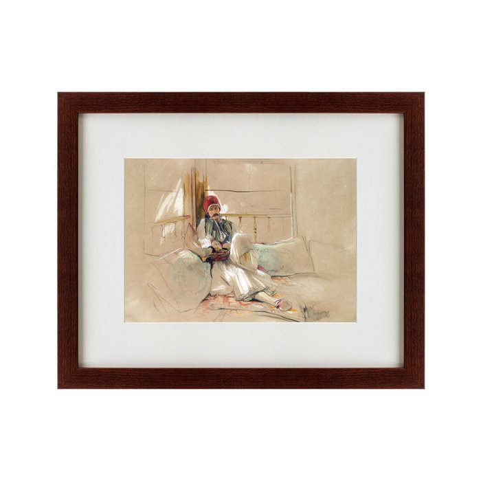 Репродукция картины A Corfiot Warrior Reclinnig 1840 г. - купить Картины по цене 4990.0