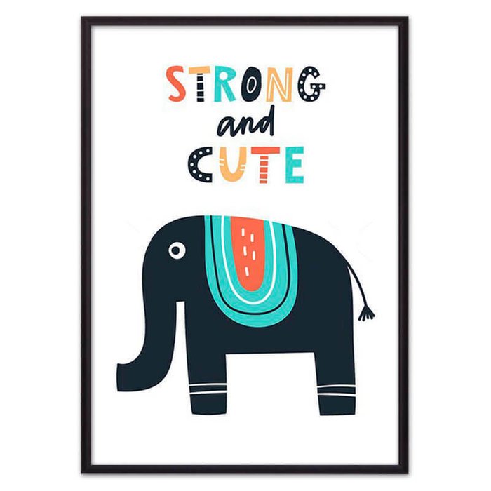 Постер в рамке Слон "Strong & cute" 21х30 см