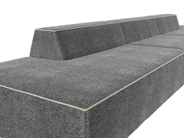 Прямой модульный диван Монс Лонг серого цвета с бежевым кантом - лучшие Прямые диваны в INMYROOM