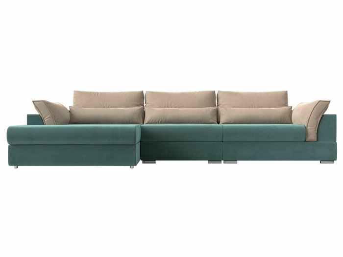 Угловой диван-кровать Пекин Long бирюзово-бежевого цвета угол левый - купить Угловые диваны по цене 112999.0