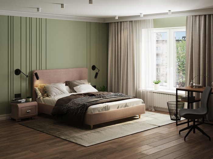 Кровать Mia 160х200 бежево-коричневого цвета - купить Кровати для спальни по цене 30950.0
