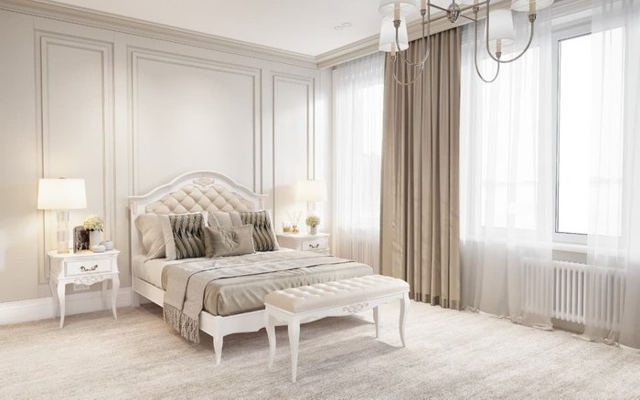 Кровать Akrata 140×200 бело-бежевого цвета с эффектом старения              - купить Кровати для спальни по цене 89775.0
