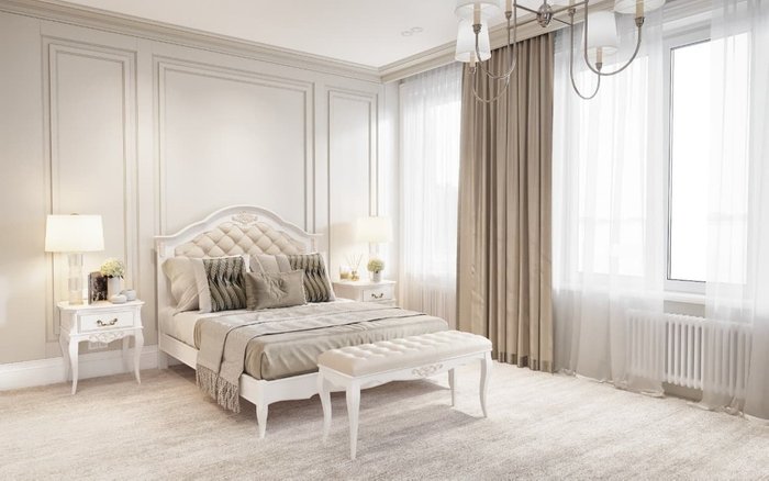 Кровать Akrata 140×200 бело-бежевого цвета с эффектом старения - купить Кровати для спальни по цене 89775.0 Кровать Akrata 140×200 бело-бежевого цвета с эффектом старения - купить Кровати для спальни по цене 89775.0