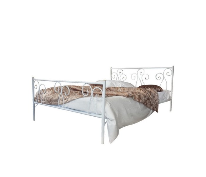 Кованая кровать Лацио 160х200 белого цвета