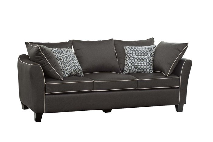 Трехместный диван серого цвета с подушками  - купить Прямые диваны по цене 64000.0