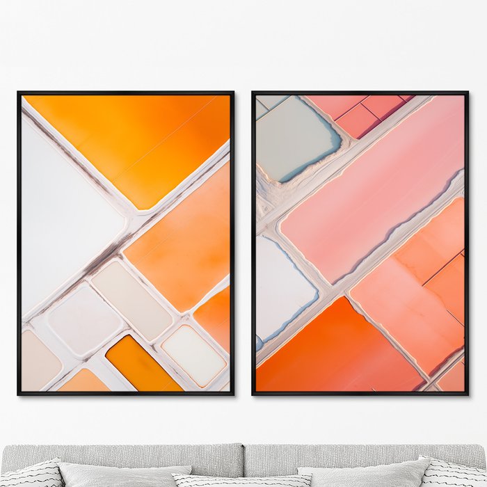 Набор из двух репродукций картин Salt lakes, orange and pink, 2024г.