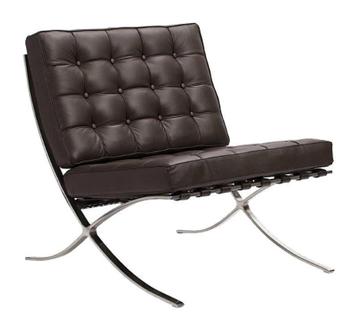 Кресло Barcelona Chair коричневого цвета