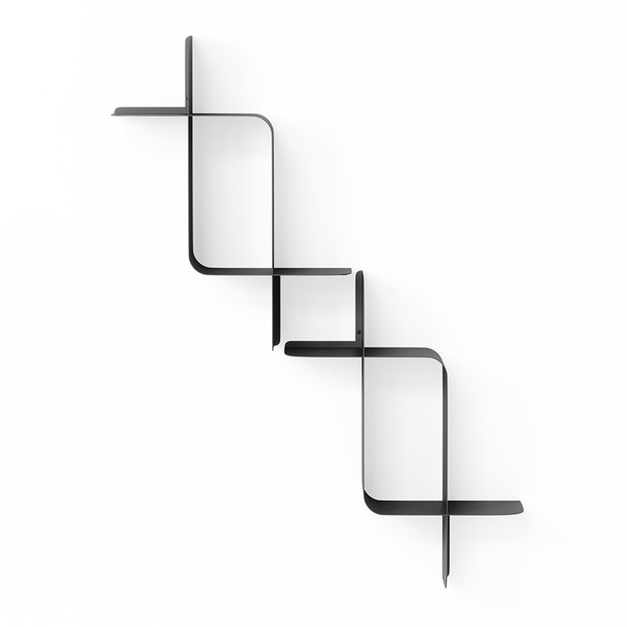 Набор из двух металлических полок Montage черного цвета - купить Полки по цене 16200 Набор из двух металлических полок Montage черного цвета - купить Полки по цене 16200